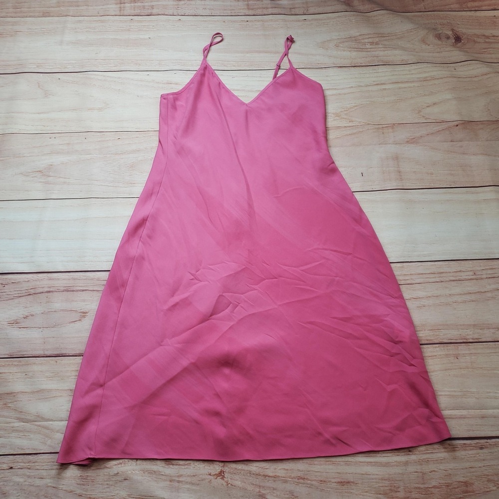 Rebecca Taylor Dress Womens 4 Pink Slip Midi V-Neck Strappy‎ Satin Lined Ladies